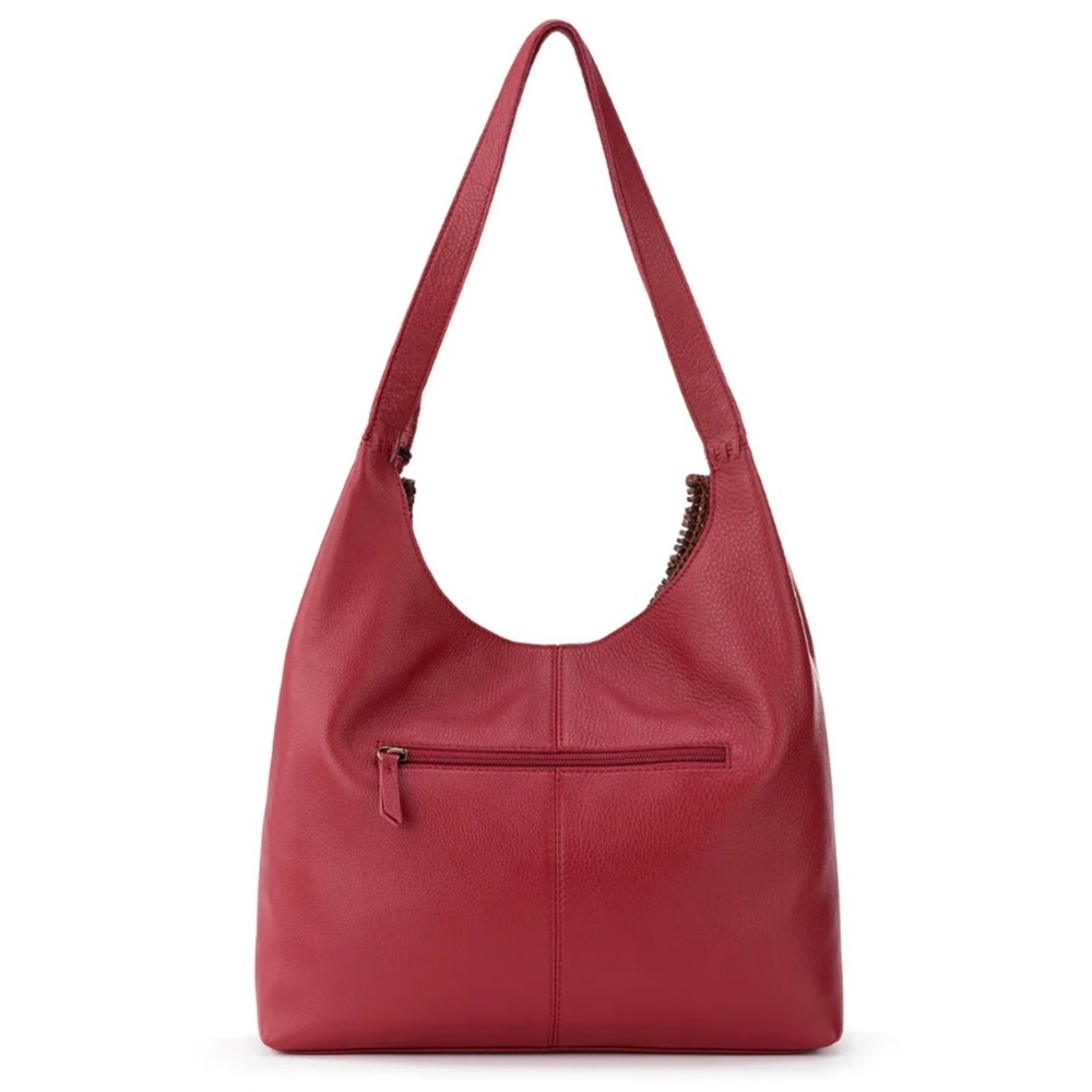NEW The Sak Women Large Huntley Leather Crimson Red Hobo Bag Crochet Bead 108601 - Picture 4 of 16